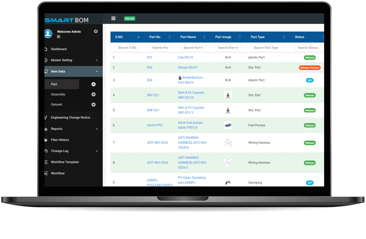 This image shows the dashboard of Smart Design Collaboration & Management "SmartDCM".