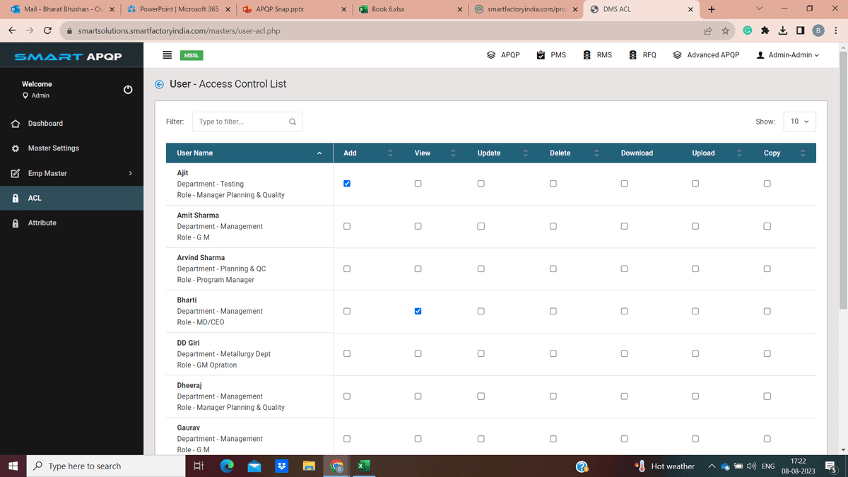 This image shows the dashboard of Enhanced Risk Mitigation in SmartAPQP.