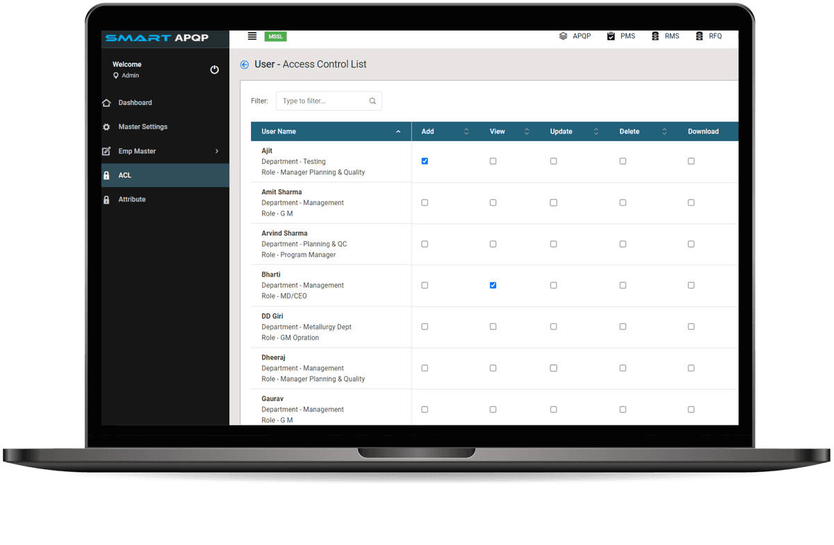 This image shows the dashboard of Smart Asset Lifecycle Management Software "SmartALM".